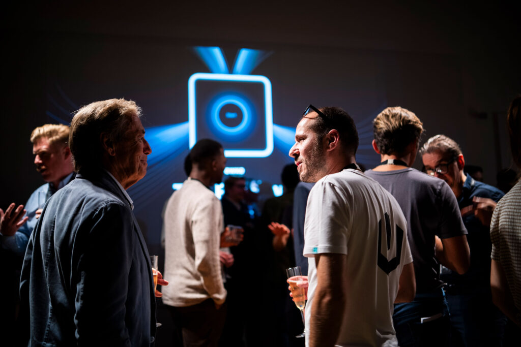Crowd talking at Tewke Tap launch event